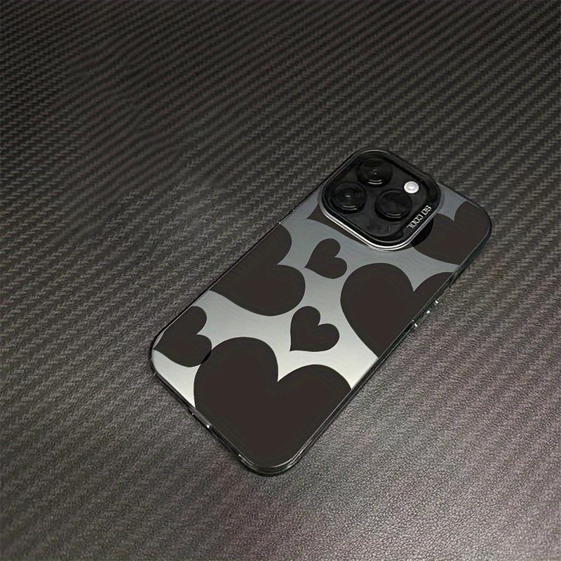 Full screen black heart-shaped mobile phone case suitable for iPhone 17 16 15 14 13 12 11 Pro/ Max/Plus anti-fall and shock