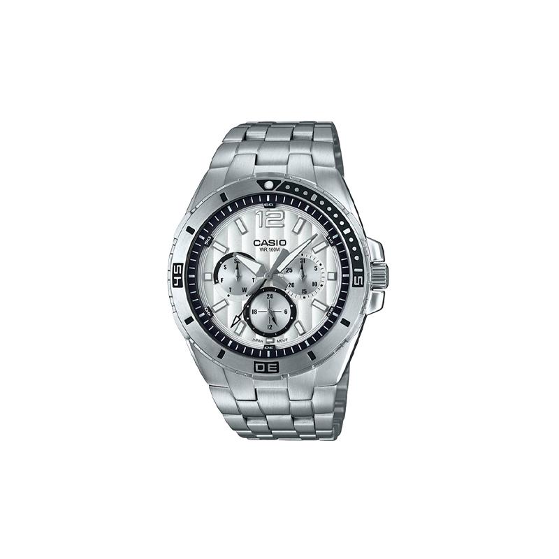 

Casio quartz movement stainless steel strap Japanese and Korean watch men s watch silver dial MTD-1060D-7A2 серебряный