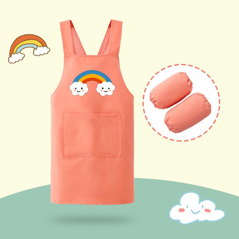 

Водонепроницаемый детский фартук с карманами, детская одежда для рисования, противообрастающий детский сад, художественный халат, кухонный фартук для приготовления пищи OneSize оранжевый