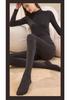Autumn/Winter High Waist Gray Striped Cotton Base Layer Tights for Women