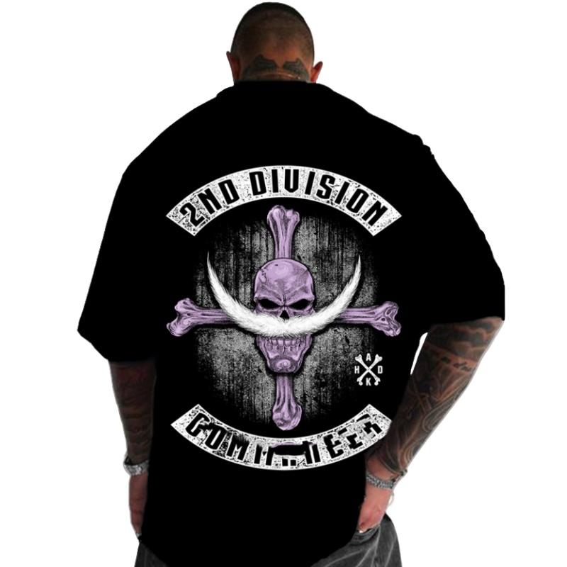 Summer Hip Hop Style Skulls Pattern T-shirt For Men Round Neck Short Sleeve Loose Tops Breathable Comfortable Oversized Clothing