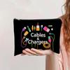 1pc Tech Accessories Organizer Pouch–Colorful Icons Design Travel Makeup Bag, Portable Storage for Chargers, Cables, Power Banks
