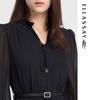 ELLASSAY Women's Autumn Chiffon Dress with Metal Chain