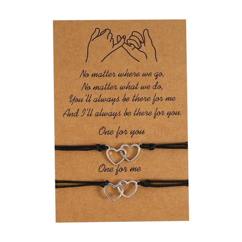 2pcs/set New Friendship DIY Bracelet For Couples Volcanic stone Charm Bead Bangles Women Man Lucky Wish Card Jewelry
