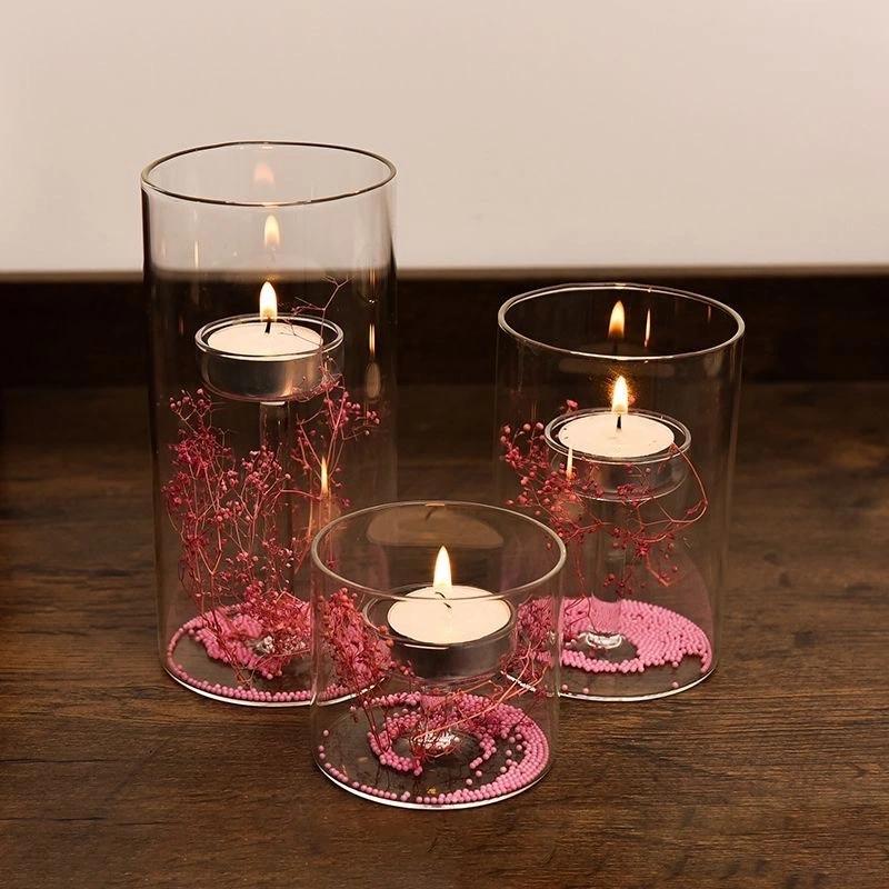 European Style Glass Candle Holder – Romantic Windproof Tabletop Decor for Home & Dinner