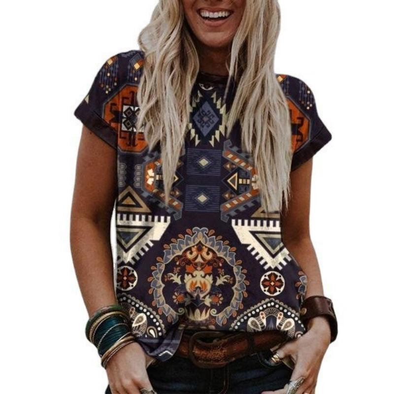 

Летняя женская футболка с короткими рукавами в стиле ретро с 3D-принтом 4XL