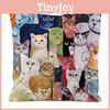 Cozy Many Cats Cushion Cover Plant Print Silk Material Bedside Decoration