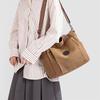 Fashi Canvas Women Handbag Large Capacity Minimalist Shoulder Bag Multi Pocket Zipper Crossbody Bag Student Commuter Tote Bag