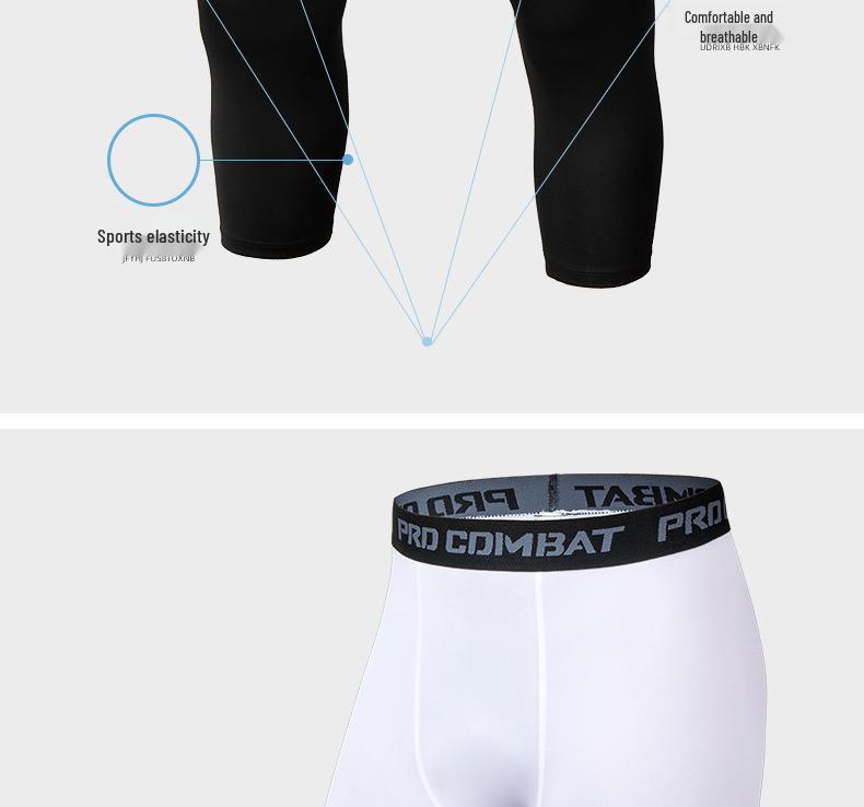 Men's Sports Compression Tights: Quick-Dry, High-Elastic 7/8 Leggings for Running, Basketball, and Cycling.