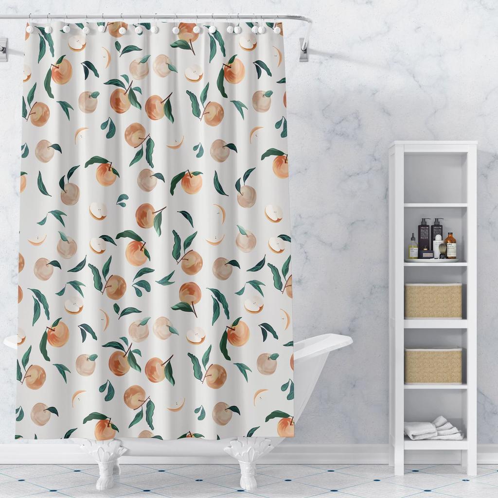 A Variety of Fruits Washable Dirt-Resistant Shower Curtain Shower Head Waterproof Polyester Bath Curtain For Home Decor