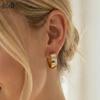Effie Queen Edelstahl 18 Karat Gold Weiße Muschel Creolen Bankett Schmuck für Damen Geburtstage Party Jahrestag Geschenk STME06