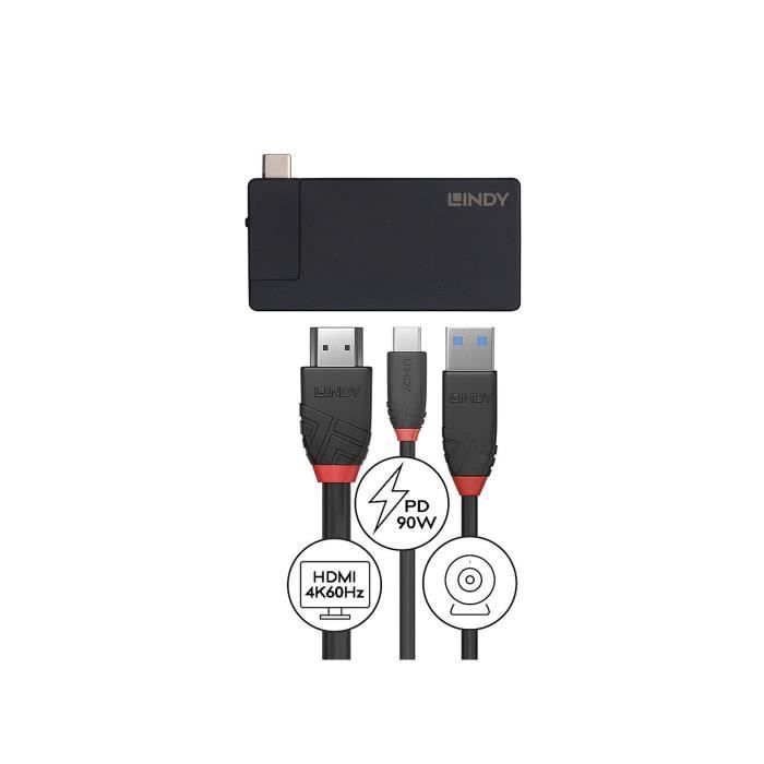 Station D'accueil Pour Ordinateur Portable - LINDY - DST-Micro USB-C - Noir - HDMI - 3840x2160
