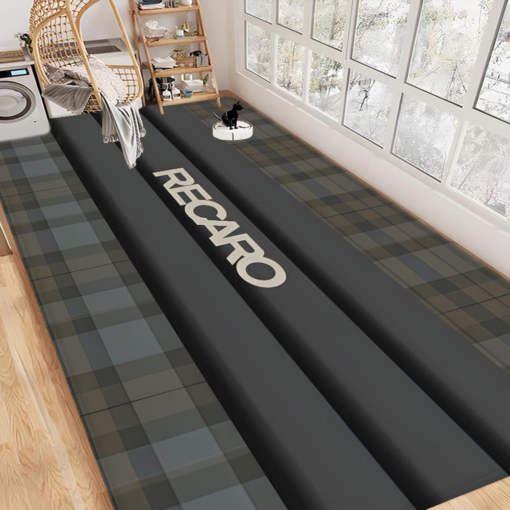 Recaros Logo Fußmatte für die Vordertür Rutschfest Wasserabsorbierend Langer Streifen Kissen Schlafzimmermatte Bettvorleger