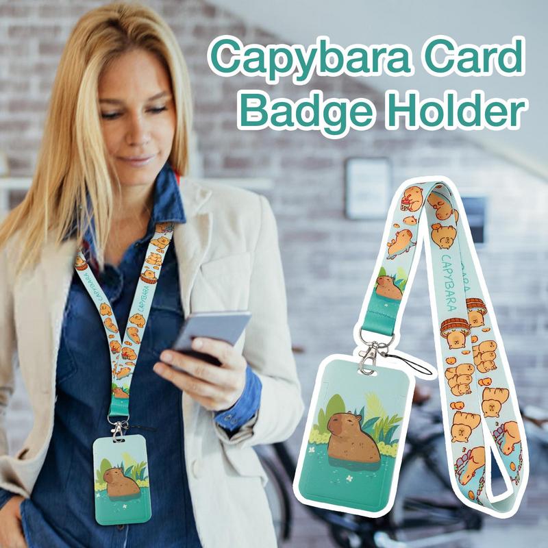 Cartoon Capybara Duck Cute Lanyard For ID Credit Bank Card Cover Badge Holder Phone Charm Key Lanyard Keychain Accessories