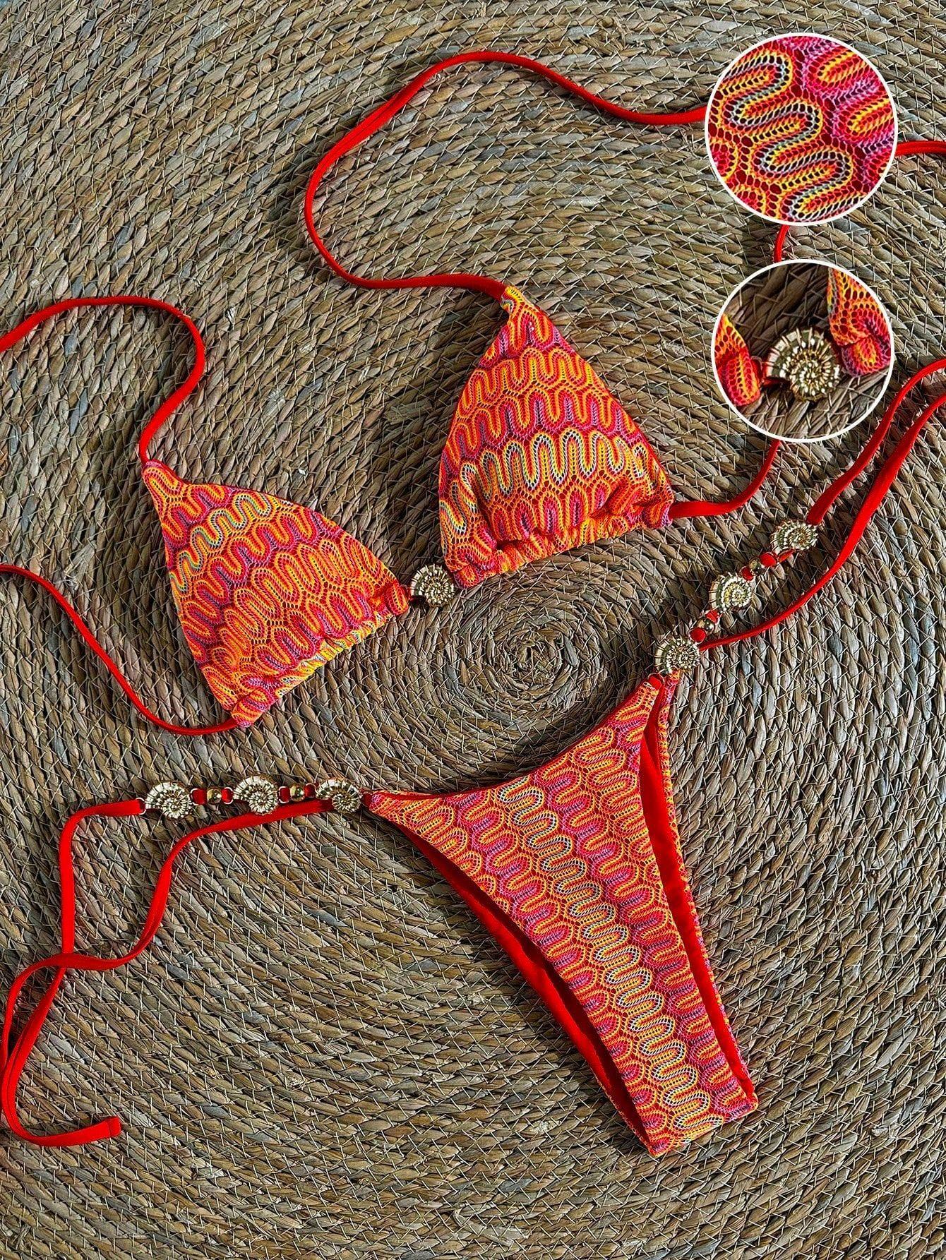 New Swimsuit Sexy Bikini Split Bikini Two-Piece Metal Jewelry Swimsuit S