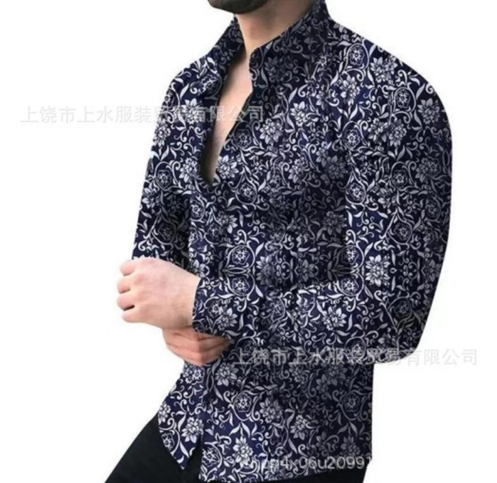 Stylish long-sleeve men's shirt with lion king print.