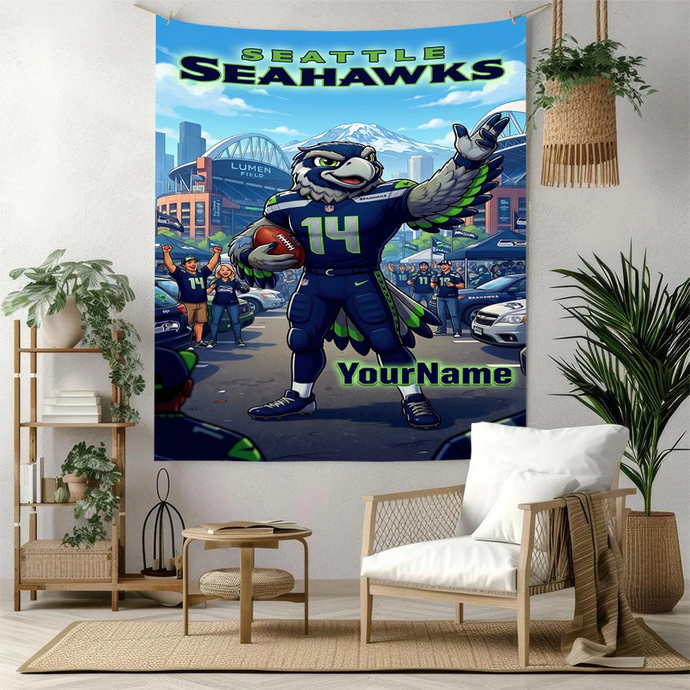 Seattle Seahawks Custom Your Name Wall Decor Tapestry Art For Pet Memorial Birthdaywedding Party Backdrop Family Gift