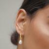 Trendy Simulation Pearl Dangle Drop Hoop Earrings Irregular Knot Studs Hypoallergenic Earrings