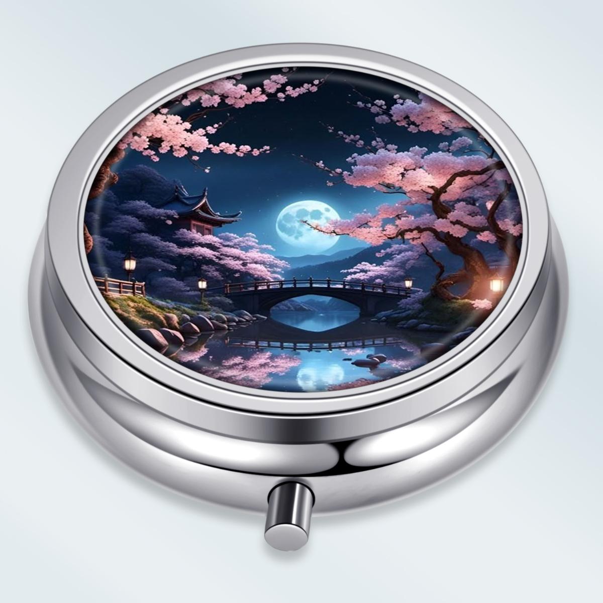 

Portable Pill Box with 3 Compartments, Mini Metal Medicine Organizer Case, Cute Printed Pill Container for Vitamins, Pills, Jewelry, Travel, Daily Use разноцветный