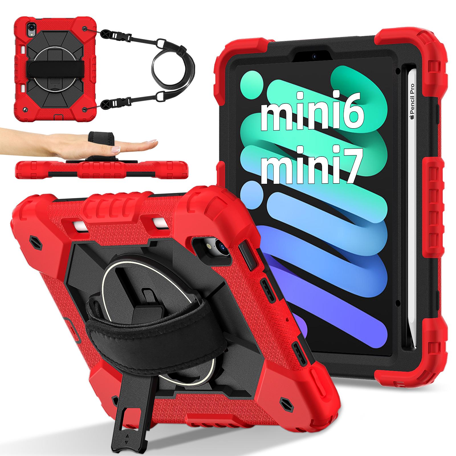 Armor Rugged Case For iPad Mini 7 6 360 Rotating Stand Tablet Cover For iPad Mini 7th 6th Shockproof Kids Funda iPad Mini 7th 6th