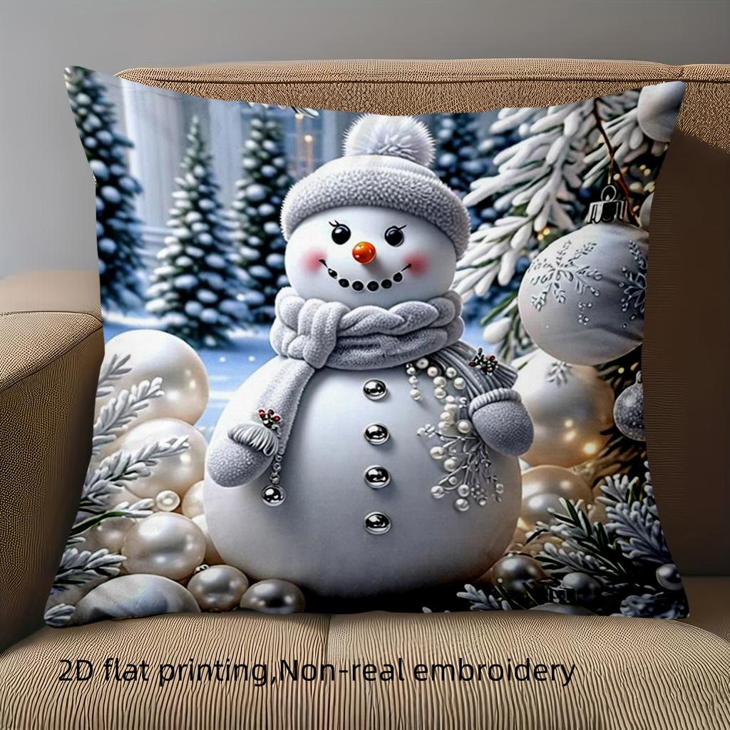 Christmas Snowman Pillow 2D Flat Printed Decorative Polyester pillowcase, sofa decorative cushion cov Headboard Pillow