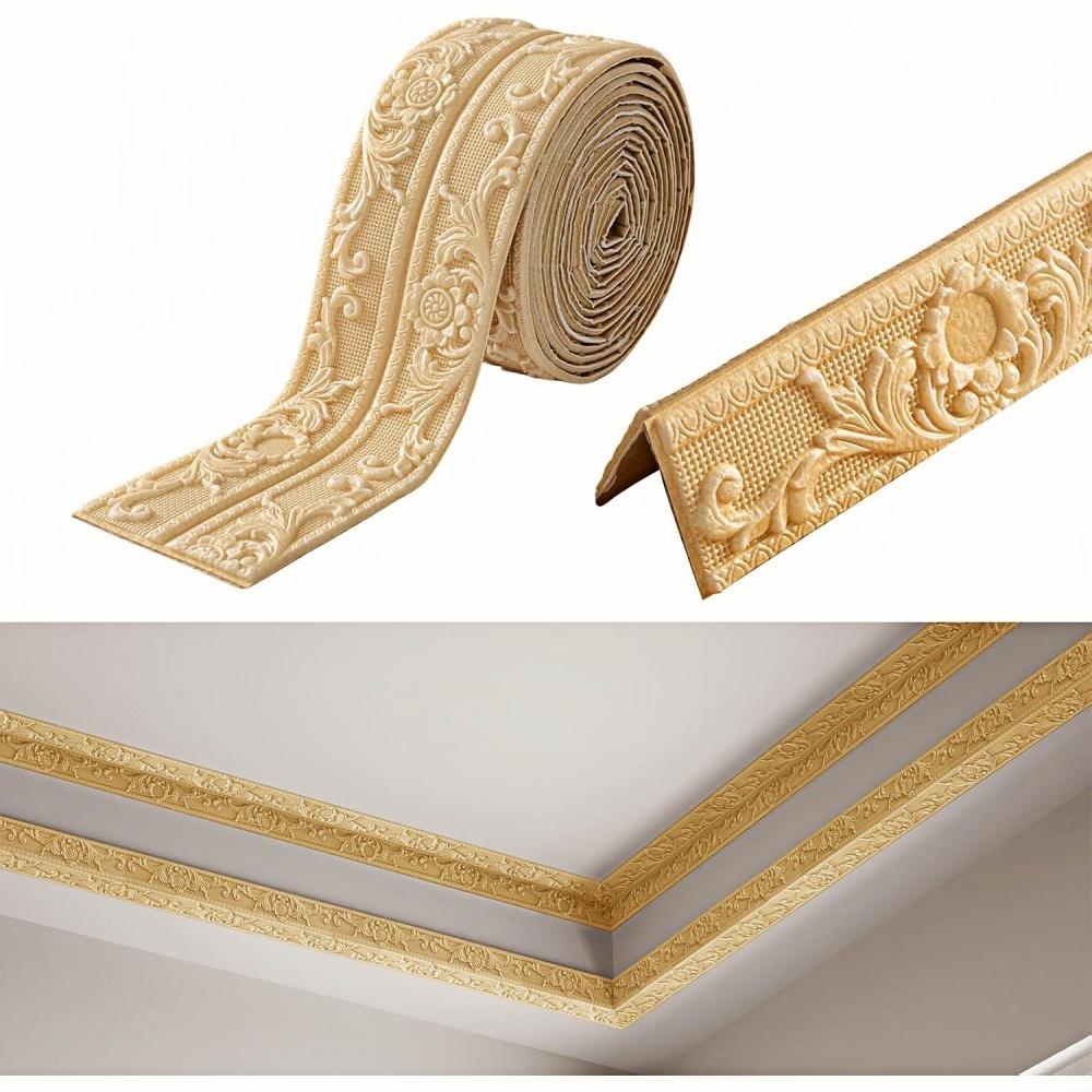 1 Piece of 2.3mX12cm Self-adhesive Wall Sticker, PVC Decorative Wall Sticker, Ceiling Corner Line, Suitable for Home Decoration
