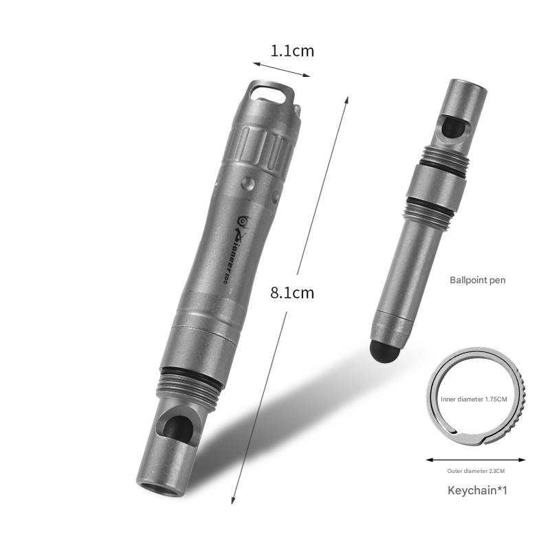 Titanium Alloy Multifunctional Signature Pen Survival Whistle Silicone Head Universal Touch Screen Pen Outdoor Survival Pendant
