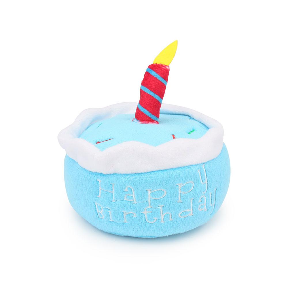 Party Candle Small Cake Dog Toy Pink Blue Soft Plush Birthday Cake Chew Pet Toy
