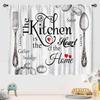 Rustic Kitchen Curtains,Retro Fork Spoon Wooden Plank Farmhouse Country Cooking Theme Funny Quotes Window Treatment for Bedroom