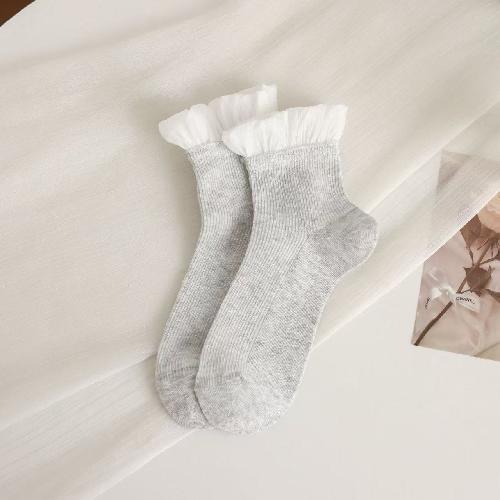 

Princess Socks Women Cotton Knitted Breathable Black White Gray Low Tube Socks JK Sweet Girl Lolita Kawaii Cute Ruffle Socks Sox EUR 35-39 чёрный