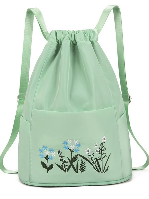 Casual Embroidered Folding Gym Backpack - Large Capacity, Wet/Dry Compartments, Ideal for Short Trips and Sports.