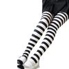 Damen 50D Nylon Blickdichte Strumpfhose mit breiten Streifen, für Erwachsene, Halloween, Horizontale bunte Streifen, Strumpfhose für Cosplay und tägliches Tragen
