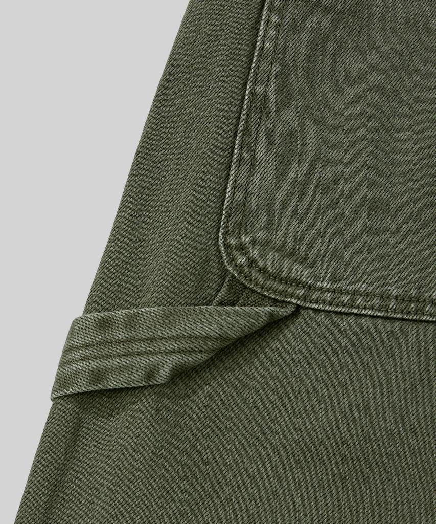 Beodeonteu Garment-Dyed Carpenter Wide Cotton Pants [Khaki]