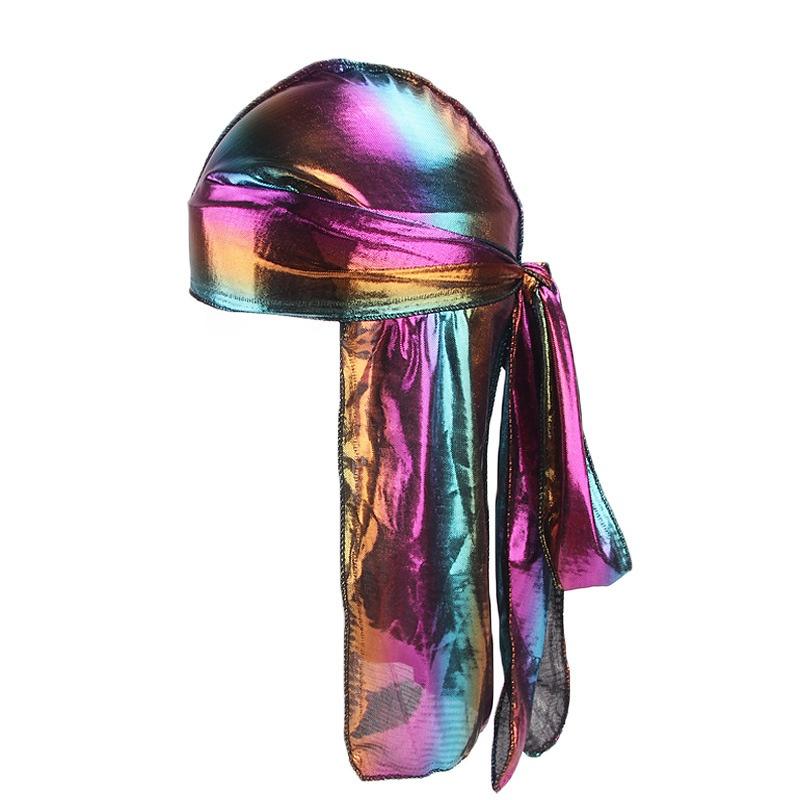 Männer Frauen Laser Bandana Turban Hut Mit Glitzer Regenbogen Stirnband Und Verstellbarer Passform