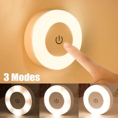 LED noční osvětlení dotykový senzor noční lampa USB dobíjecí magnetická základna nástěnná světla kulaté přenosné stmívatelné noční osvětlení