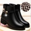 Winter Boots Genuine Leather Wedge Heels Women Snow Boots Famale Non-slip Warm Fur Ankle Boots Women's Casual Flat Shoes