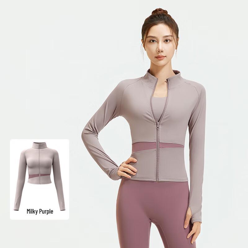 WEZHO Peach Color-block High-Neck Yoga Jacket