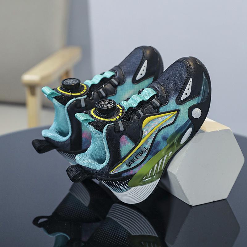 Children's Basketball Shoes Lightweight Shock-absorbing Mesh Breathable Leather Waterproof Middle-aged and Older Children's Boys' Sports and Leisure
