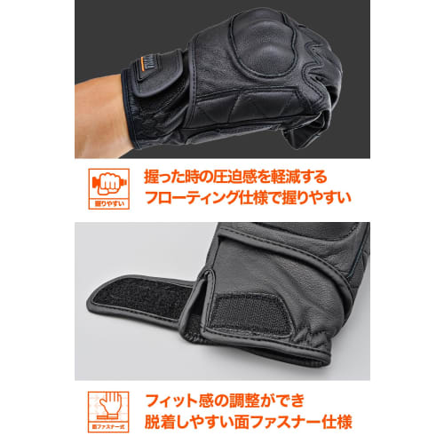Daytona Motorcycle Gloves Spring/Summer/Autumn/Winter Genuine Leather (Goat Leather) Hard Protector Goatskin Protector Gloves Black L Size 76367