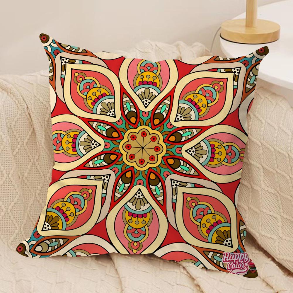 Bohemian Ethnic Decorative Cushion Cover Silky Short Plush Double-Sided Printed Pillow Case for Sofa All Seasons Home Decor Gift