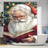 Tuniu Charming Santa Claus Reading Book Bathroom Shower Curtain Christmas Holiday Festive Decor Funny Cozy Home Decor Gift