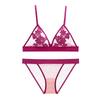 Lace Push-Up Bra Set Women Thin Triangle Cup Underwire-Free With Back Double Hook