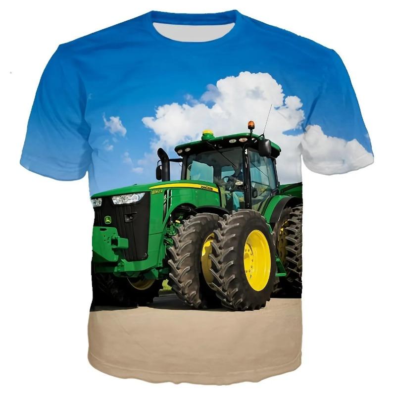 Cool 3D Tractor Print Kids Clothes Boys Tshirt Short Sleeve Fashion Children Summer Clothes Outdoor Active Children's Clothing