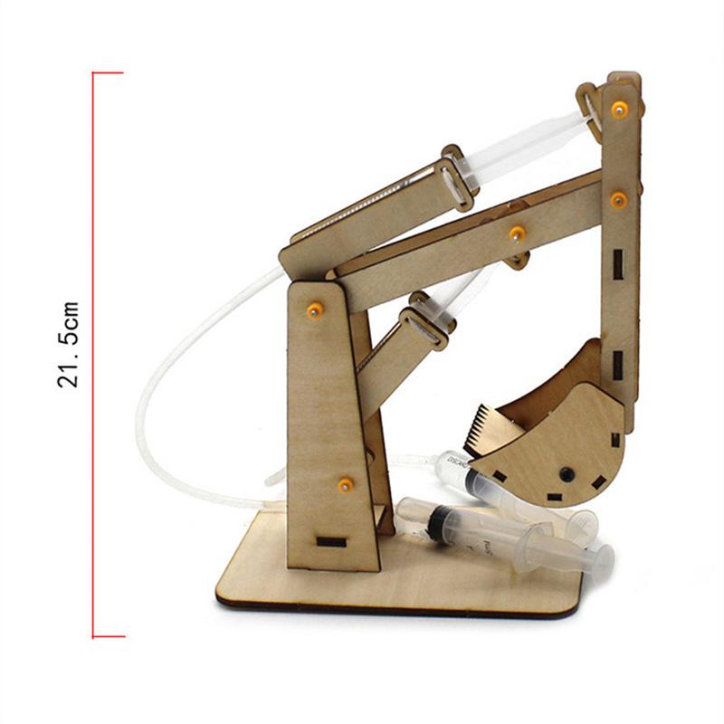 DIY wooden hydraulic excavator model, children's puzzle toy, handmade scientific experiment, parent-child interactive toy