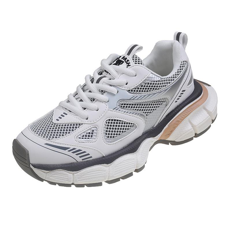 

Дышащие кроссовки из натуральной кожи, весенне-летние новые повседневные кроссовки на платформе с сетчатым лифтом, уличные повседневные кроссовки 40