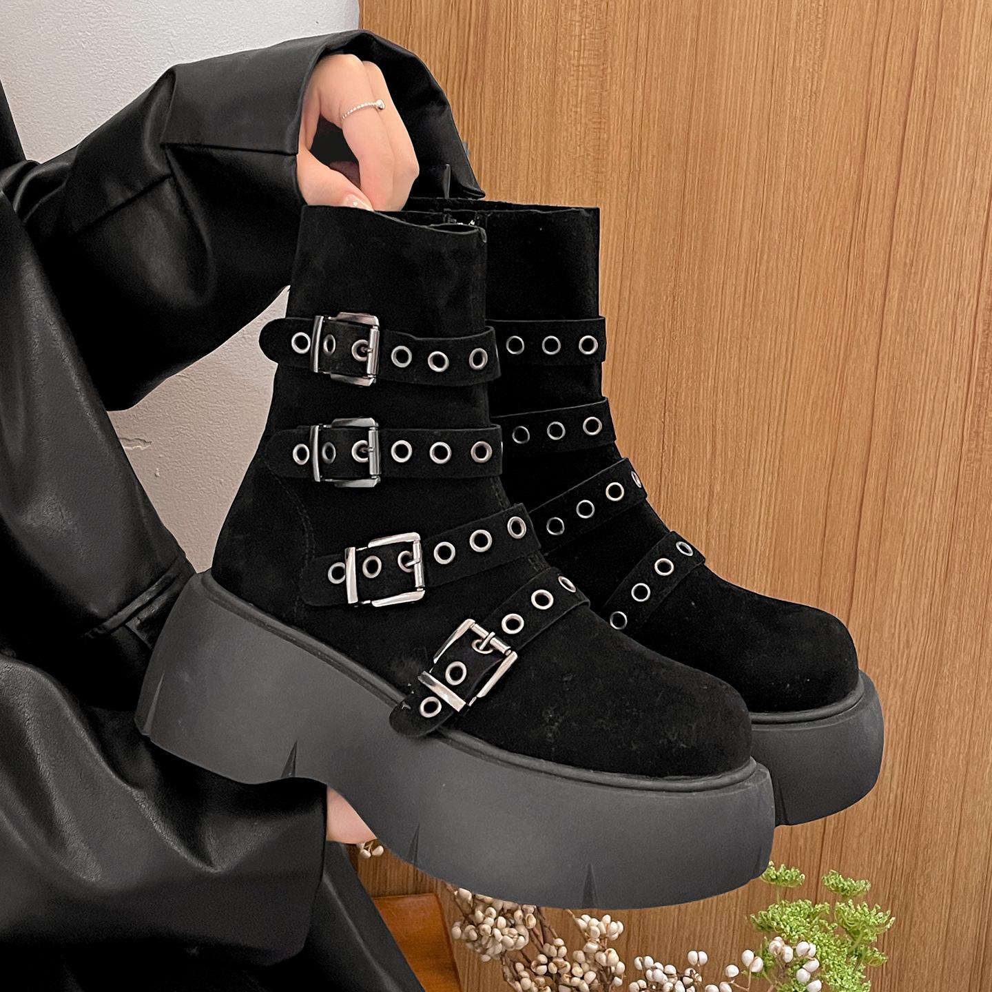 

Popular retro British style thick-soled Martin boots women s 2025 new summer versatile skirt soft-soled short boots 35 чёрный