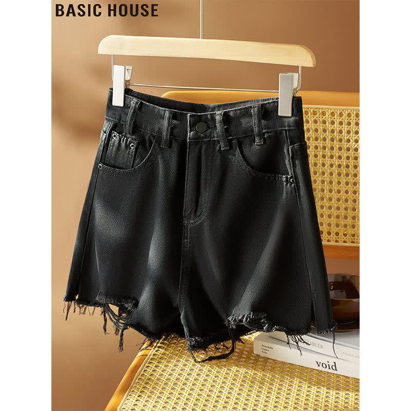 Basic House Women s Distressed High-Waist Denim Shorts XL