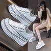 Women's Spring Fall White Sneakers Thick Bottom Muffin Inner Height Increase Rhinestone Decor Casual Sports Shoes