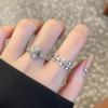 Rhombus Yellow Zircon Daisy Flower Opening Ring Personalized Niche Design Index Finger Ring Simple Fashion Ring Woman