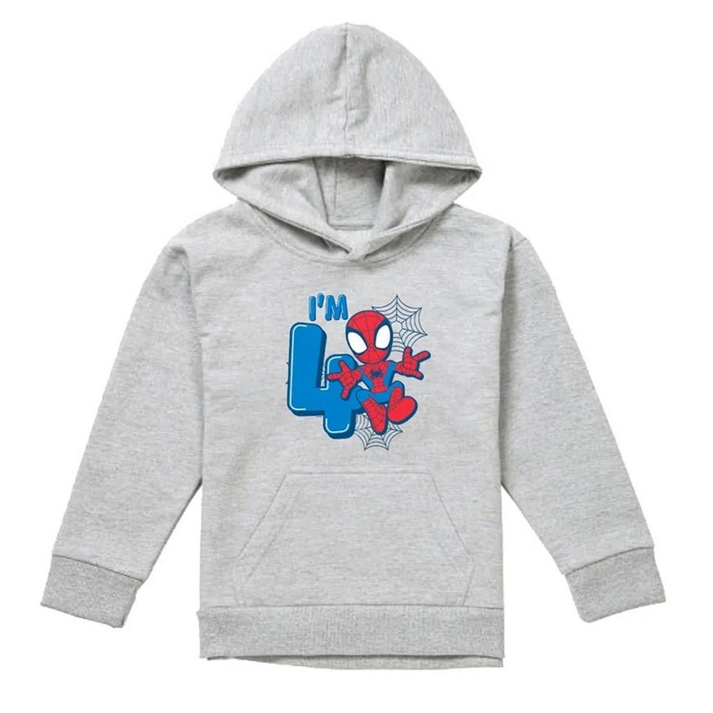 Spider-Man Childrens/Kids Cute Spidey Heather 4th Birthday Pullover Hoodie
